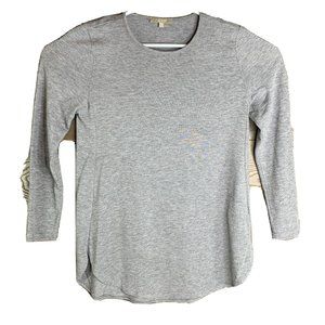 Joan Vass Jersey Top Womans Size Large Gray Tunic Long Shirt Long Sleeve